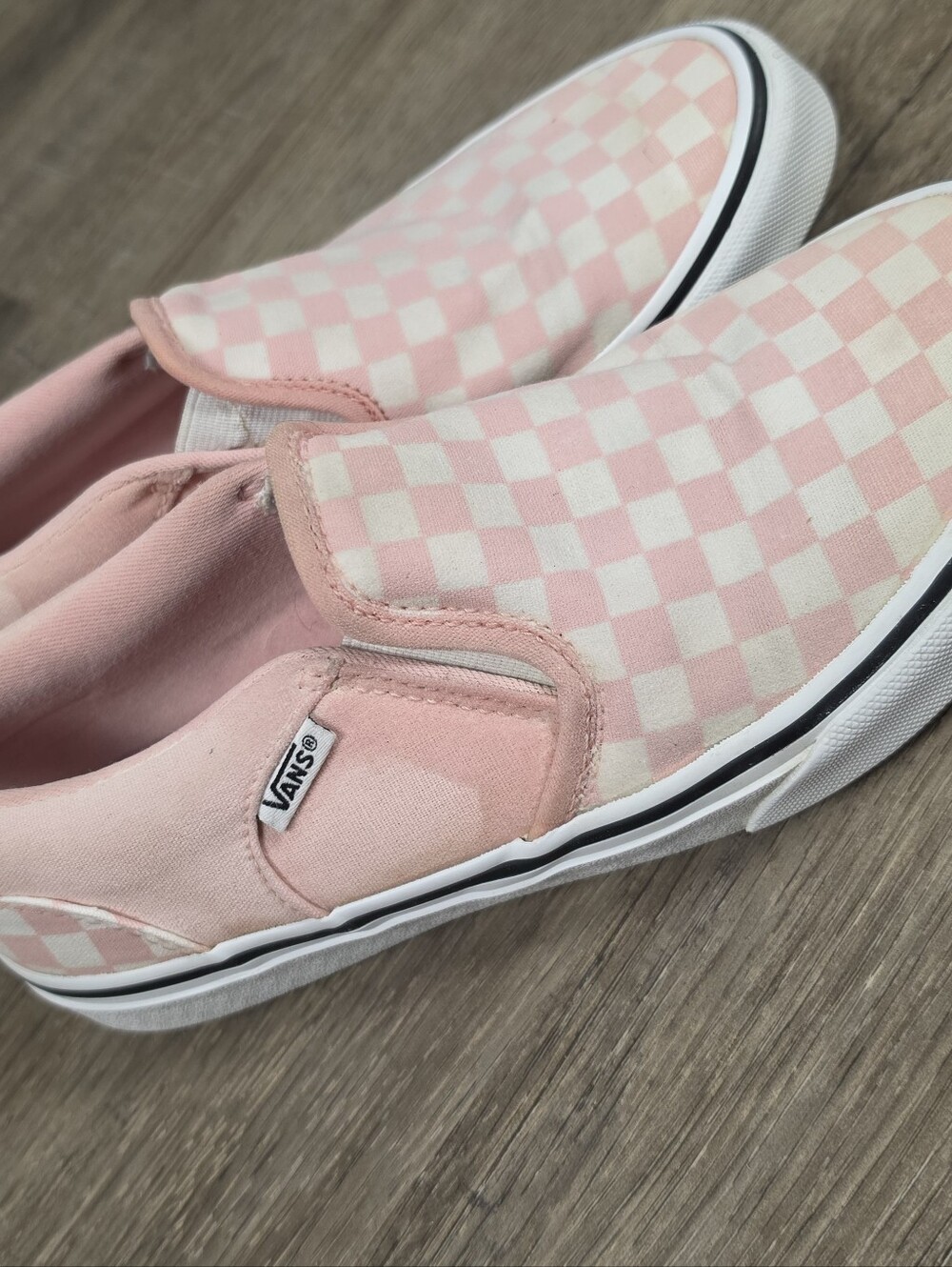 Vans Kids Slip-On Checkerboard Pink and White